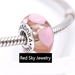 Pandora Pink Love Hearts Murano Glass Bead